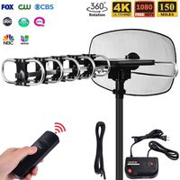 OnLyee TV Antenna - Outdoor Amplified Digital HDTV Antenna 150 Mile Range Motorized 360 Degree Rotation for 2 TVs Support - UHF/VHF/4K/1080P Channels Receiver with Wireless Remote Control - 40ft Coax