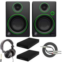 Mackie CR4 4" Multimedia Monitor with Studio Headphones, Knox Gear Isolation Pads and Breakout Cable