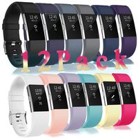 Bands Replacement Compatible for Fitbit Charge 2, Adjustable Wrist Accessories Sport Wristbands for Women&Men (Twelve in Pack, Large)
