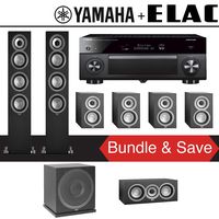 Elac Uni-Fi UF5 7.1-Ch Home Theater Speaker System with Yamaha AVENTAGE RX-A2080 9.2-Channel 4K Network A/V Receiver
