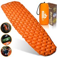 Outdoorsman Lab Inflatable Sleeping Pad - Ultralight, Compact Inflating Pads - Portable Bed Mat for Travel, Hiking, Backpacking - Folding Air Mattress for Sleep Bag, Camping Accessories, Orange