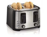 Hamilton Beach 4 Slice Extra Wide Slot Toaster with Defrost and Bagel Functions, Shade Selector, Toast Boost, Auto-Shutoff and Cancel Button, Black (24633)