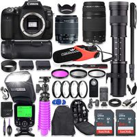 Canon EOS 90D DSLR Camera Kit with Canon 18-55mm & 75-300mm Lenses + 420-800mm Telephoto Zoom Lens + Battery Grip + TTL Flash (Upto 180 Ft) + Commander Microphone + 128GB Memory + Accessory Bundle