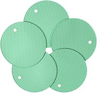 Silicone Pot Holder, New 5 Pcs Trivet MAT, HOT Pads, Heat Resistant Coasters, Cup Insulation Mat, Tableware Insulation Pad Potholders, Non-Slip Mat, Flexible (Cyan)