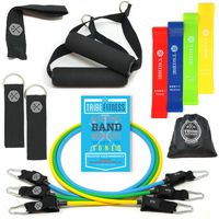 Tribe Resistance Bands Set, Exercise Bands for Working Out - Includes Stackable Workout Bands, Handles, Ankle Straps, Door Anchor, Carry Bag & Advanced eBook (45 LB Set with Loop Bands)