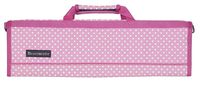 Messermeister 8-Pocket Heavy Duty Nylon Padded Knife Roll, Luggage Grade and Water Resistant, Pink with White Dots