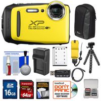 Fujifilm FinePix XP130 Shock & Waterproof Wi-Fi Digital Camera (Yellow) with 64GB Card + Battery +Charger + Cases + Tripod + Float Strap + Kit