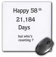 3D Rose"Print of Funny Happy 58 Birthday Or Anniversary" Matte Finish Mouse Pad - 8 x 8" - mp_214226_1