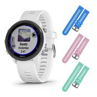 Garmin Forerunner 245 GPS Running Smartwatch with Included Wearable4U 3 Straps Bundle (White Music 010-02120-21, Blue/Pink/Teal)
