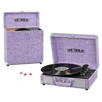 Victrola Record Player Bundle Includes a 3-Speed Turntable, Record Storage Case and Replacement Needles