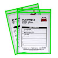C-Line Neon Stitched Shop Ticket Holders, Green, Both Sides Clear, 9 x 12 Inches, 15 per Box (43913)