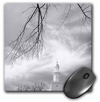 3dRose LLC St. George LDS Temple in Black and White with Wispy Clouds in The Sky and a Tree Framing The Picture Pattern Mouse Pad (mp_47487_1)