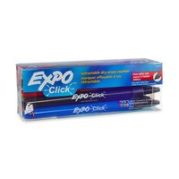 EXPO Click Low-Odor Dry Erase Retractable Markers, Fine Point, Assorted Colors, 12-Count