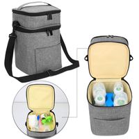 Luxja Double-Layer Breastmilk Cooler Bag (Fits 4 Bottles, Up to 9 Ounce), Breastmilk Cooler for Breastmilk Bottles and Accessories (Bag Only), Gray
