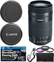 Canon EF-S 55-250mm f/4-5.6 is STM Zoom Lens for Canon EOS 7D, 60D, EOS Rebel SL1, T1i, T2i, T3, T3i, T4i, T5i, XS, XSi, XT, XTi Digital SLR Cameras with Accessories Bundle