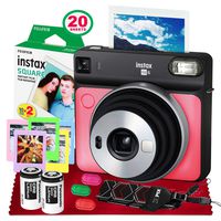 Fujifilm instax Square SQ6 Instant Film Camera (Ruby Red) + 20 Sheets Instax Square Instant Film + Xpix Camera Strap + Fibertique Cloth (USA Warrantty)
