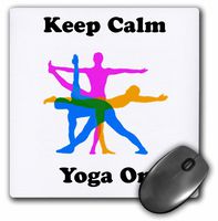 3dRose LLC 8 x 8 x 0.25 Inches Mouse Pad, Keep Calm Yoga On - Blue Yellow Pink (mp_123069_1)