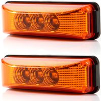 2pcs 3.9 inches 3 Leds Truck Trailer 12V Led Front Rear Led Side Marker Lights Indicator Lamp Rock Light for Truck Trailer Boats,Sealed and Waterproof, Surface Mounted Installation, 2 Amber