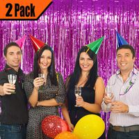 GiftExpress 2-Pack Pink Foil Fringe Curtain (2, Pink) for Party Backdrop/Party Photo Booth Backdrop/Pink Fringe Backdrop
