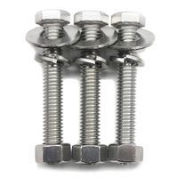 (10 Sets) 1/4-20x3" Stainless Steel Hex Head Screws Bolts, Nuts, Flat & Lock Washers, 18-8 (304) S/S, Fully Threaded by Bolt Fullerkreg