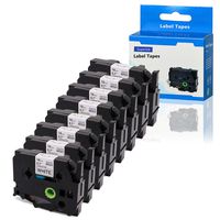 SuperInk 8 Pack Compatible P-Touch Label Maker TZ TZe Laminated Tape TZe241 TZ241 TZ-241 TZe-241 Black on White 18mm (3/4 Inch) x 26.2 ft (8m)