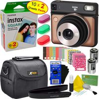 Fujifilm instax Square SQ6 Instant Film Camera (Blush Gold) + Instax Square Film (20 Sheets) + 3 Color Filters + Carrying Case + 20 Stickers + 2 Batteries + Strap + HeroFiber Gentle Cleaning Cloth
