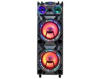 Mr. Dj New York 3-Way Dual 12" Portable Active Speaker, Built-in Smart App Control User, Bluetooth, USB/SD Card FM Tuner, Rechargeable Battery and Accent LED Lighting Max Power 6000 Watts P.M.P.O