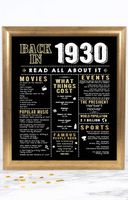Katie Doodle 90th Birthday Party Supplies Decorations Gifts for Women Men | Includes 8x10 Back in 1930 Print [Unframed], BD090, Black and Gold