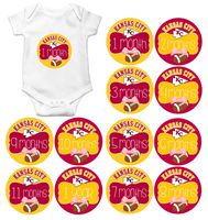 Gift Set of 12 Round Keepsake Photography Monthly Baby Stickers with Kansas City Missouri Chiefs Football MOSG140