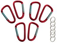 Gold Lion Gear 3" Aluminum Carabiner D Shape Buckle Pack, Keychain Clip, Spring Snap Key Chain Clip Hook Buckle - Red 3" (6 Pack)