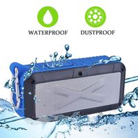 Solar/Battery Powered 2x3W Bluetooth Speaker Splashproof Portable Wireless MP3 Player with Built-in Micphone, FM Radio/MicroSD Card (Blue)
