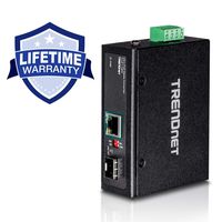 TRENDnet Hardened Industrial SFP to Gigabit UPoE Media Converter, IP30 Rated Housing, Includes DIN-Rail & Wall Mounts, Operating Temp. -40 to 75 °C (-40 to 167 °F), TI-UF11SFP