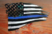 Tattered Flag Trailer Hitch Cover With Blue Line