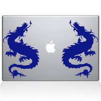 The Decal Guru Double Dragon MacBook Decal Vinyl Sticker - 12" MacBook - Dark Blue (1055-MAC-12M-DB)