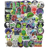 Cool Alien Laptop Stickers 50Pcs Pack, Teen/Kids Water Bottle Travel Case Computer Wall Skateboard Motorcycle Phone Bicycle Luggage Guitar Bike Stickers Decal