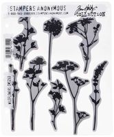Stampers Anonymous CMS253 Wildflowers Tim Holtz Cling Stamps, 7" by 8.5", Clear