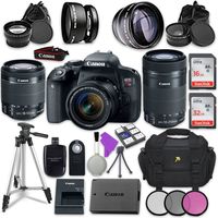Canon EOS Rebel T7i Digital SLR Camera with Canon EF-S 18-55mm IS STM Lens + Canon EF-S 55-250mm f/4-5.6 IS STM Lens + Accessory Bundle