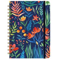 2020 Planner - Weekly & Monthly Planner with Tabs, 6.3" x 8.4", Hardcover with Back Pocket + Thick Paper + Banded, Twin-Wire Binding - Navy Floral