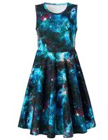 BFUSTYLE Cute Galaxy Nebula Star Dress for Girls 7-16, Fashoin Little Girls Crew-Neck Tunic Skater Playwear Dress Chic Sleeveless Starry Sky Princess Dresses in Summer (L,Galaxy Blue)