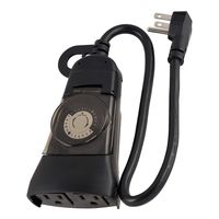 GE 24-Hour Heavy-Duty Outdoor Mechanical Timer, Programmable Daily Cycle, 30-Minute Intervals, Push Pins, 2 Grounded Outlets, Weather Resistant, Ideal for Security, Patio, Seasonal Lighting, 15138