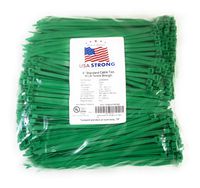 Cable Ties. Standard Duty 7.6 Inch Premium Nylon Wire Management Zip-Ties. 50 LB Tensile Strength. USA Strong Cable Ties (1000 Pack, Green)