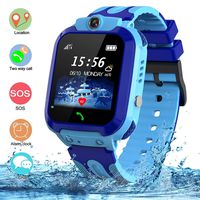 SZBXD Kids Waterproof Smart Watch, GPS Tracker Phone SOS Anti-Lost Alarm Sim Card Slot Touch Screen Voice Chat Smartwatch Birthday for Children Girls Boys (Blue)