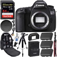 Canon EOS 5DS R DSLR Camera (Body Only) with SanDisk Extreme PRO 64GB SDXC Memory Card, 2X Spare Batteries, Tripod, Backpack, Cleaning Kit & 14-Month Seller Warranty