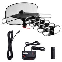 TV Antenna - Mesqool Amplified Outdoor Digital HDTV Antenna 150 Mile Range Motorized 360 Degree Rotation Wireless Remote Control for 2 TVs Support, UHF/VHF 4K 1080P Channels Reception, 40ft Coax Cable