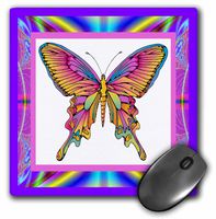 3dRose LLC 8 x 8 x 0.25 Inches Psychedelic Butterfly Mouse Pad (mp_14923_1)