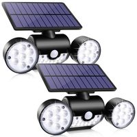 Ambaret Outdoor Solar Lights, 30 LED Solar Security Lights with Motion Sensor Dual Head Spotlights IP65 Waterproof 360° Adjustable Solar Motion Lights Outdoor for Yard Garden Garage Patio, 2 Pack