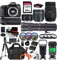 Canon EOS 80D DSLR Camera with 18-55mm Lens, 50mm f1.8 Lens, Sigma 70-300mm Lens & 420-800mm Telephoto Lens Kit with Prime Accessory Bundle