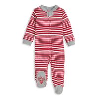 Burt's Bees Baby Baby Sleep & Play, Organic Pajamas, NB-9M One-Piece Zip Up Footed PJ Jumpsuit, Valentine's Stripe, Newborn