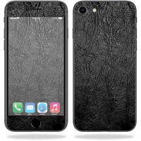 MightySkins Skin Compatible with Apple iPhone 8 - Black Leather | Protective, Durable, and Unique Vinyl Decal wrap Cover | Easy to Apply, Remove, and Change Styles | Made in The USA