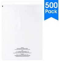Spartan Industrial || 500 Count - 12" X 15" Self Seal Clear Poly Bags with Suffocation Warning for Packaging, T Shirts & FBA (More Sizes Available) - Permanent Adhesive